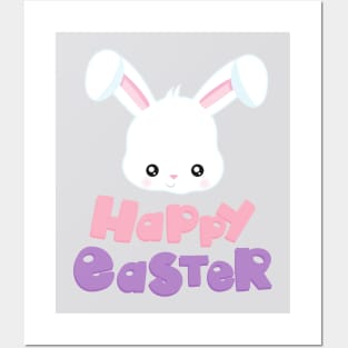 Happy Easter, Cute Bunny, White Bunny, Rabbit Posters and Art